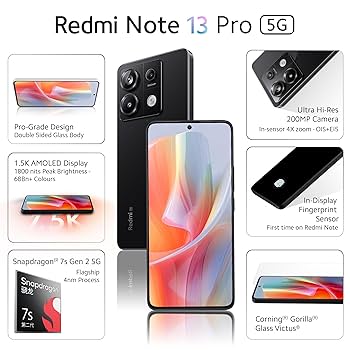 訳ありXiaomi Redmi Note 13 Pro 5G 8GB/256GB Redmi Note 13 Pro (Midnight Black, 8GB RAM, 256GB Storage
